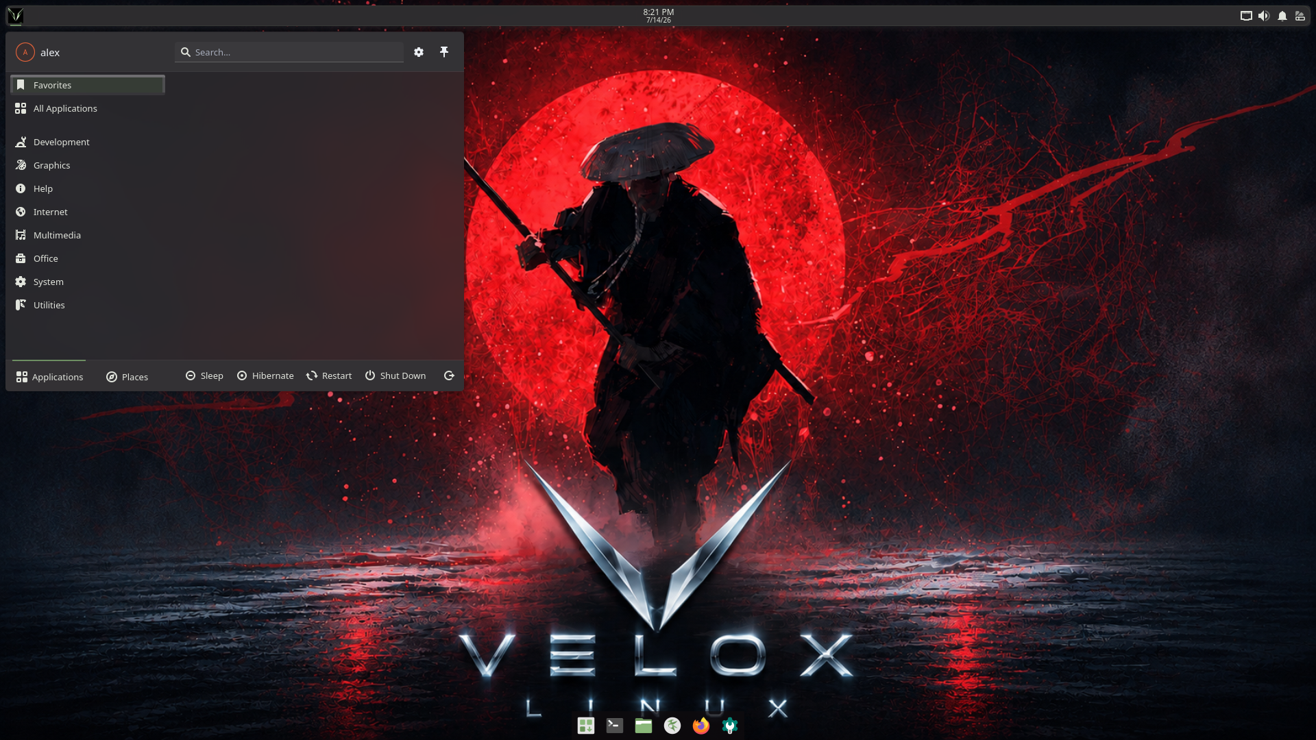 Velox KDE Plasma desktop overview